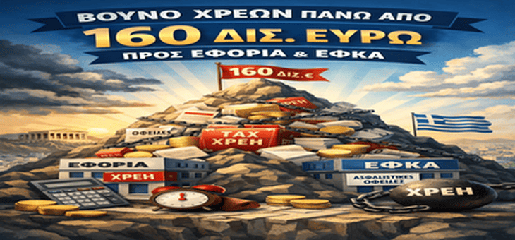  Βουνό χρεών πάνω από 160 δισ. προς Εφορία και ΕΦΚΑ